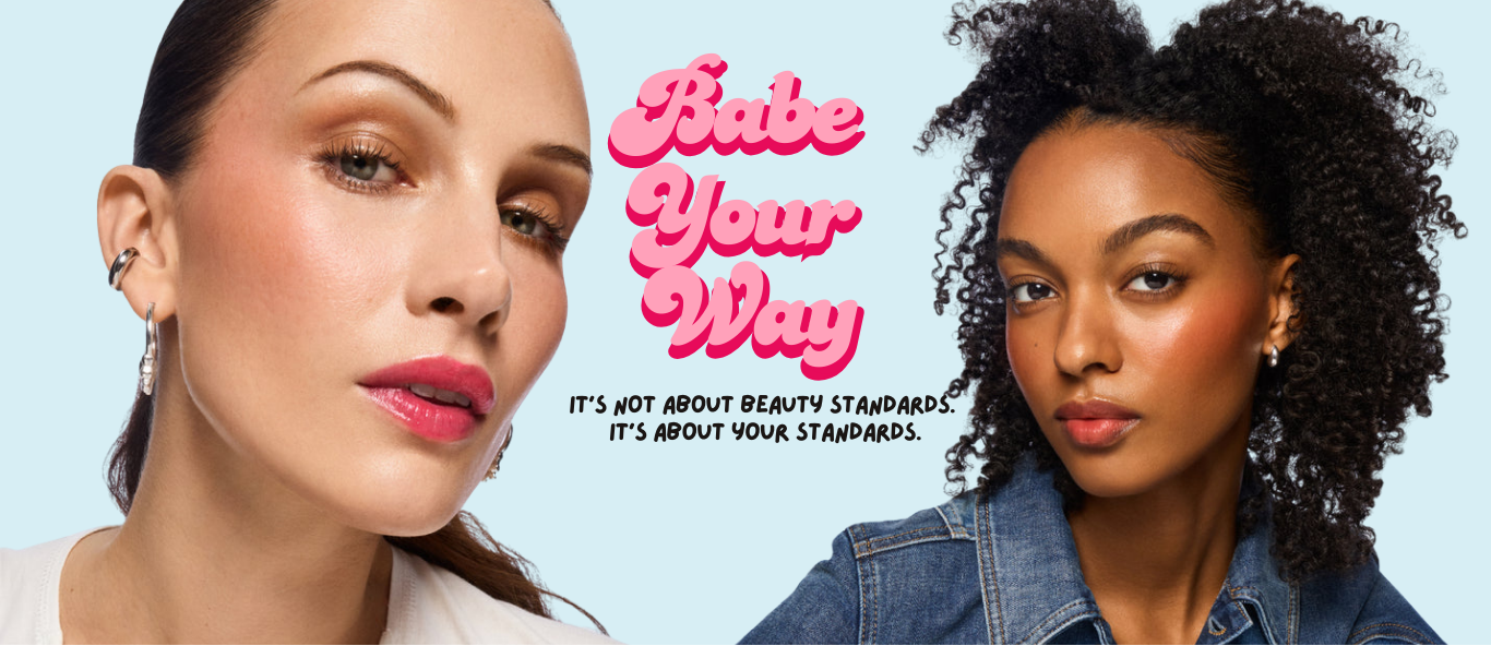 Two women with text 'Babe Your Way' on a light blue background